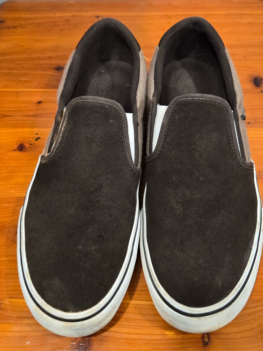 Vans Asher DX Suede & Knit Chocolate Brown Slip-On Shoes Men's Size 10.5